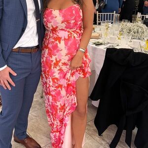 Luxxel Pink and Red Chiffon Skirt